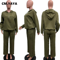 CM.YAYA Long Sleeve Women Set Loose Long Sleeve Hoodies Pant Suits 2024 Spring 2 Two Piece Sets Sporty Tracksuits Street Outfits Good Vibrations
