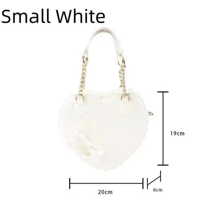 PU Heart Lolita Handbags Girls Bowknots Decor Japanese Shoulder Bags Two Sized Kawaii Shell Purses Cute Pink Messenger Bag Gifts Good Vibrations