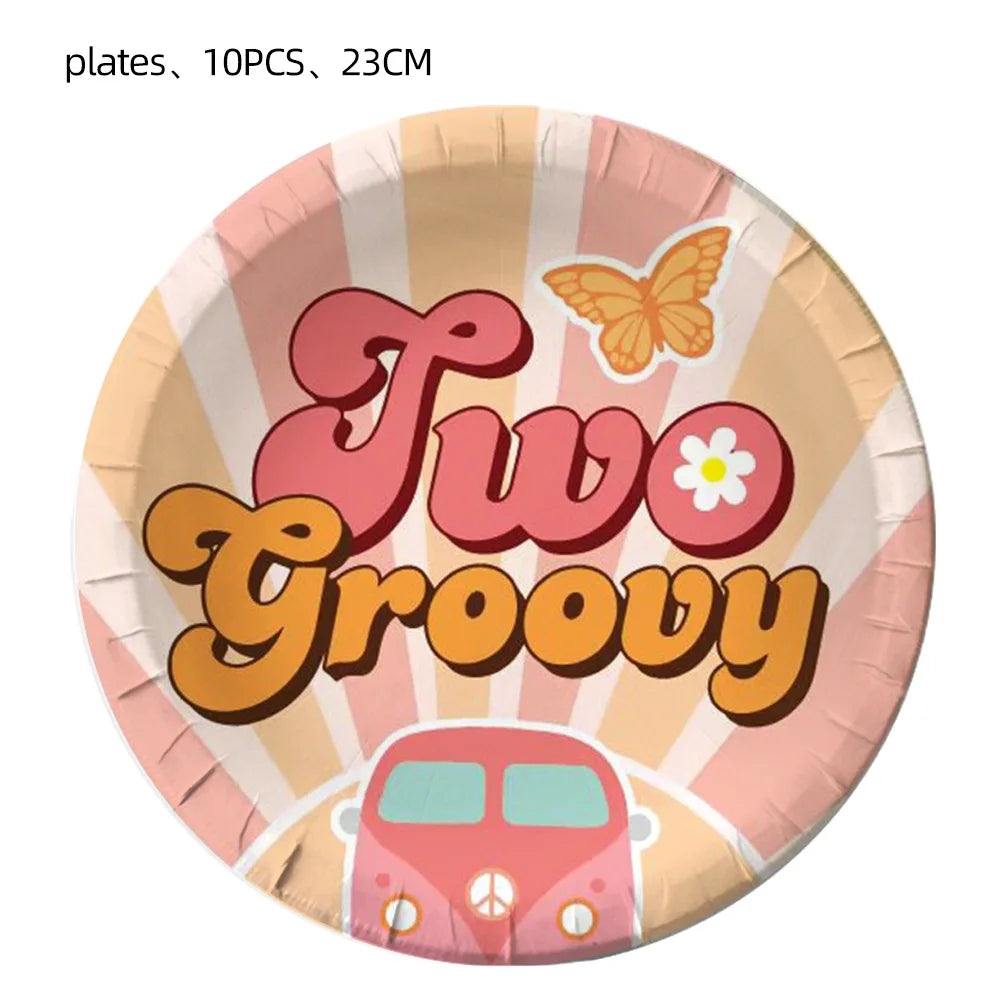Hippie Party Cupcake Toppers Two Groovy Cupcake Dasiy Flower 60s Retro Boho Cake Decor for Hippie Two Groovy Theme 2nd Birthday Good Vibrations