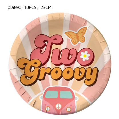 Hippie Party Cupcake Toppers Two Groovy Cupcake Dasiy Flower 60s Retro Boho Cake Decor for Hippie Two Groovy Theme 2nd Birthday Good Vibrations