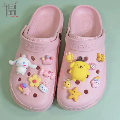 Sanrio Hello Kitty Croc Charms Kawaii Kuromi Shoe Buckle Accessories Girl Slippers DIY Decorations for Croc Jibz Gift Good Vibrations