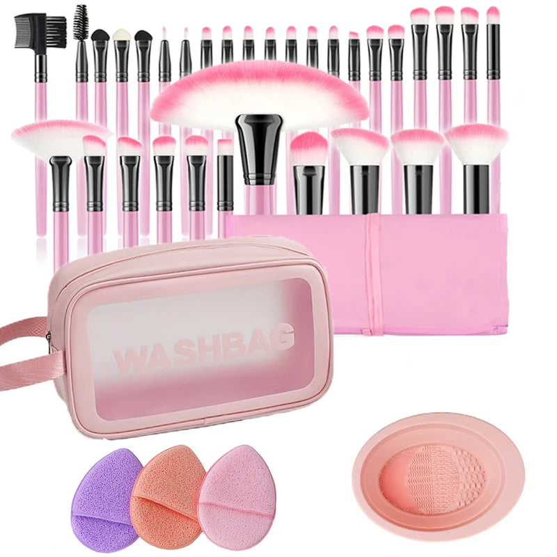 Makeup Brush Set - A set containing 37 makeup tools, a professional makeup set suitable for beginners. Good Vibrations