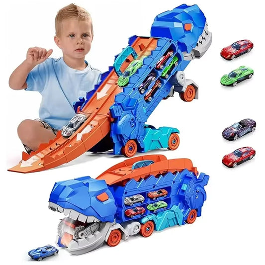 Transport Dinosaur Truck with Foldable into Standing Transforms Sliding Race Track T-rex Best Birthday Gifts Toys Boys And Girls Good Vibrations
