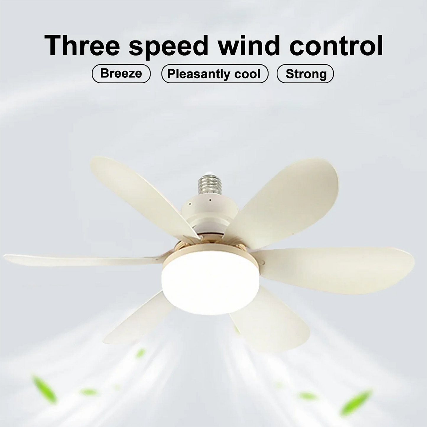 Socket Fan Light with Remote, 20.5in Small Ceiling Fan with LED, E26/27 Cordless Light Screw Fan for Kitchen Bedroom, Small Room Good Vibrations