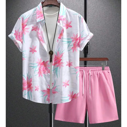2025 New Summer Casual Men's Shirt And Beach Shorts Set 3D Printed Short-sleeved Outdoor Streetwear Shorts Camisas De Hombre Good Vibrations