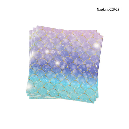 Mermaid Birthday Decorations Girl Disposable Paper Plates Cups Napkins Plastic Straws Baby Shower Wedding Party Supplies Good Vibrations