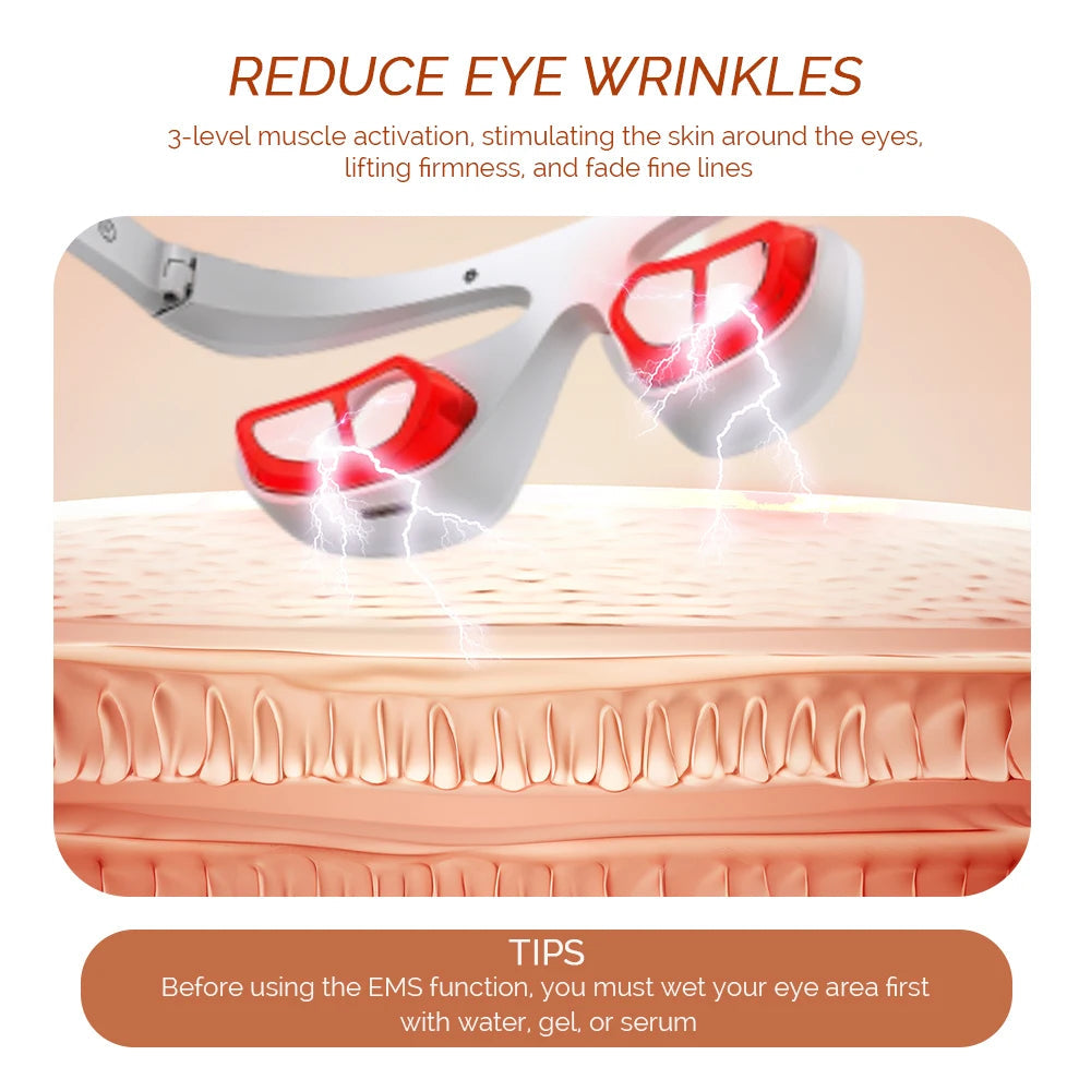 Electric Eye Massager Red Light Relieves Eye Fatigue Eyes Massage Glasses Hot Compress Eye Glasses Massager Dark Circles Remover Good Vibrations