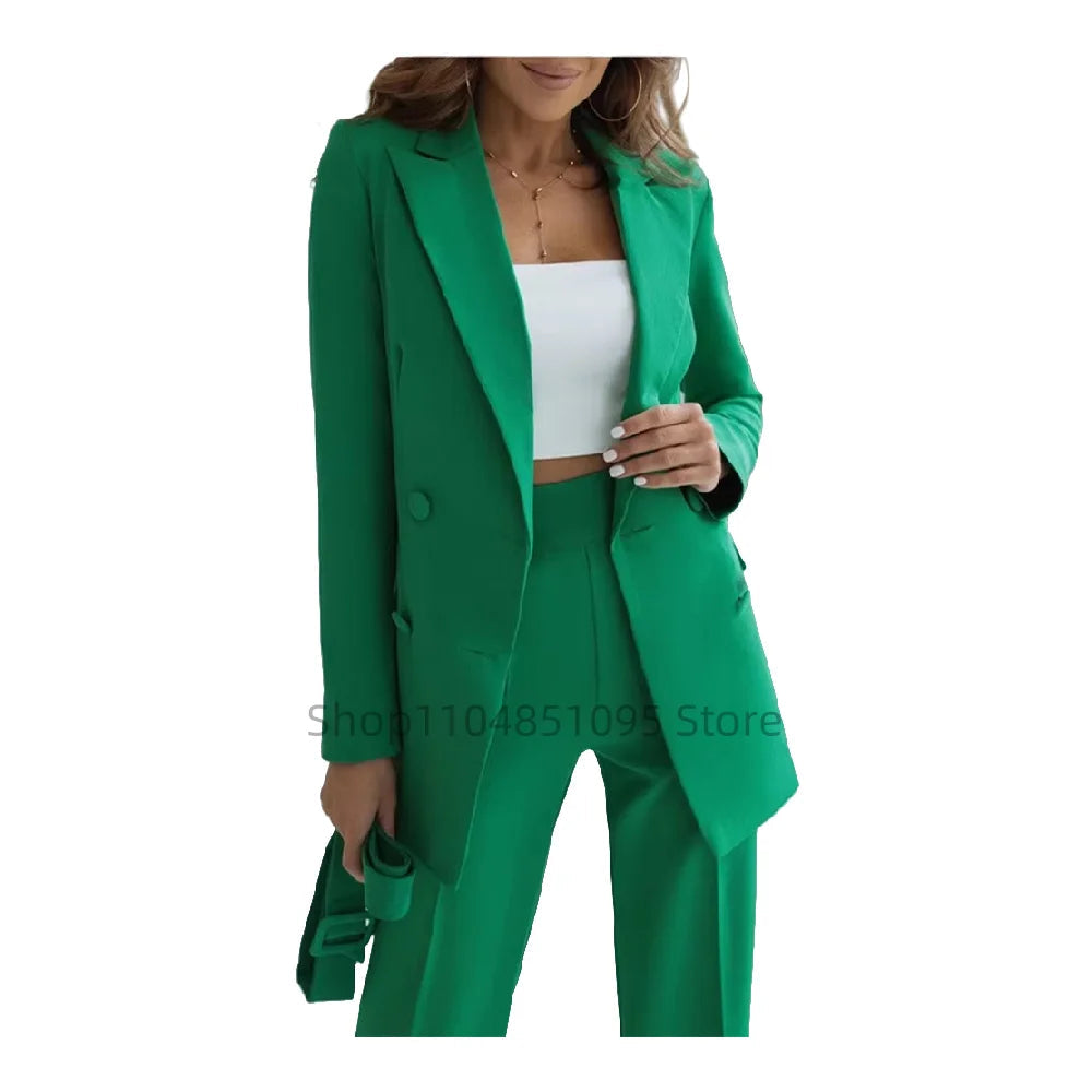 Pant Suits Outfit Womens Matching Sets Pants Elegant High Quality Double Breasted Blazer Suit Set Fashion 2 Pieces For Women Good Vibrations