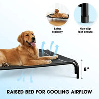 Elevated Dog Bed for Large Dogs Cooling Pet Cot Breathable Mesh Durable Frame Easy Clean Raised Pet Bed Indoor Outdoor Home Good Vibrations