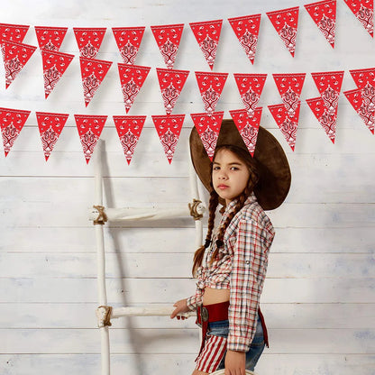Western Cowboy Party Decorations 3 m Bandana Pennant Banner Wild West Decor Western Cowboy Themed Country Party Decor Supplies Good Vibrations
