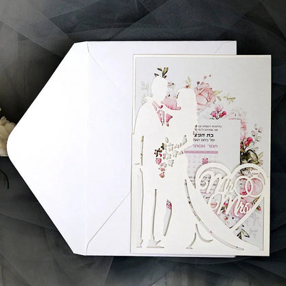 25 Pieces 250gsm Strong Pink Pearly Paper Wedding Invitations Personalized Print Bride Groom Engagement Invite Card IC155 Good Vibrations