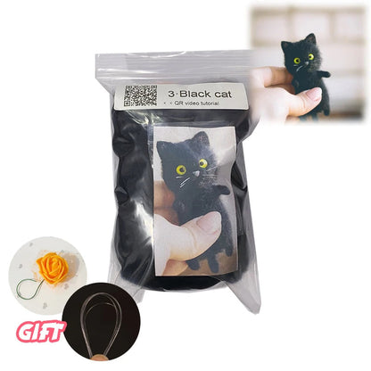 Cute and Interesting handmade toys DIY wool felt cat kits unfinished plush doll poking music toy gift Non-finished product Good Vibrations