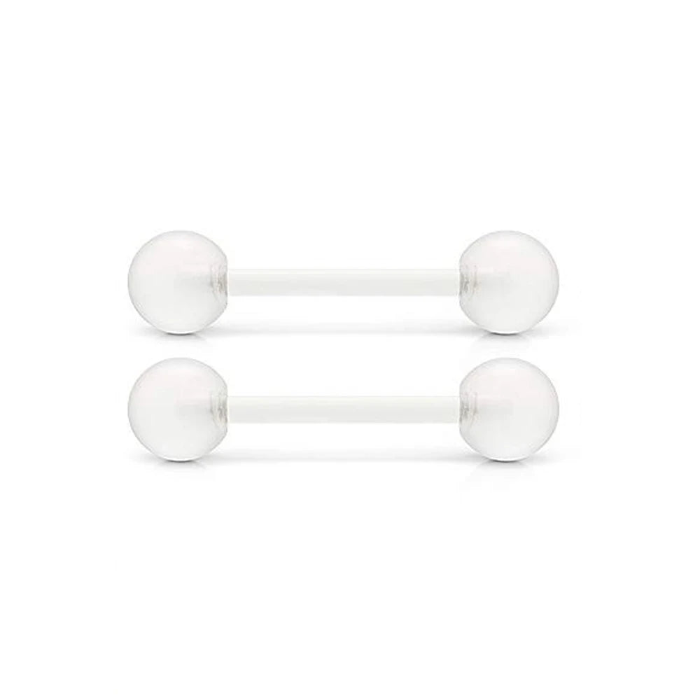 2 Pieces 14G 16mm Night Glow Flexible Acrylic Straight Tongue Ring pacifier Ring Fixed Perforated For Woman and Man Good Vibrations