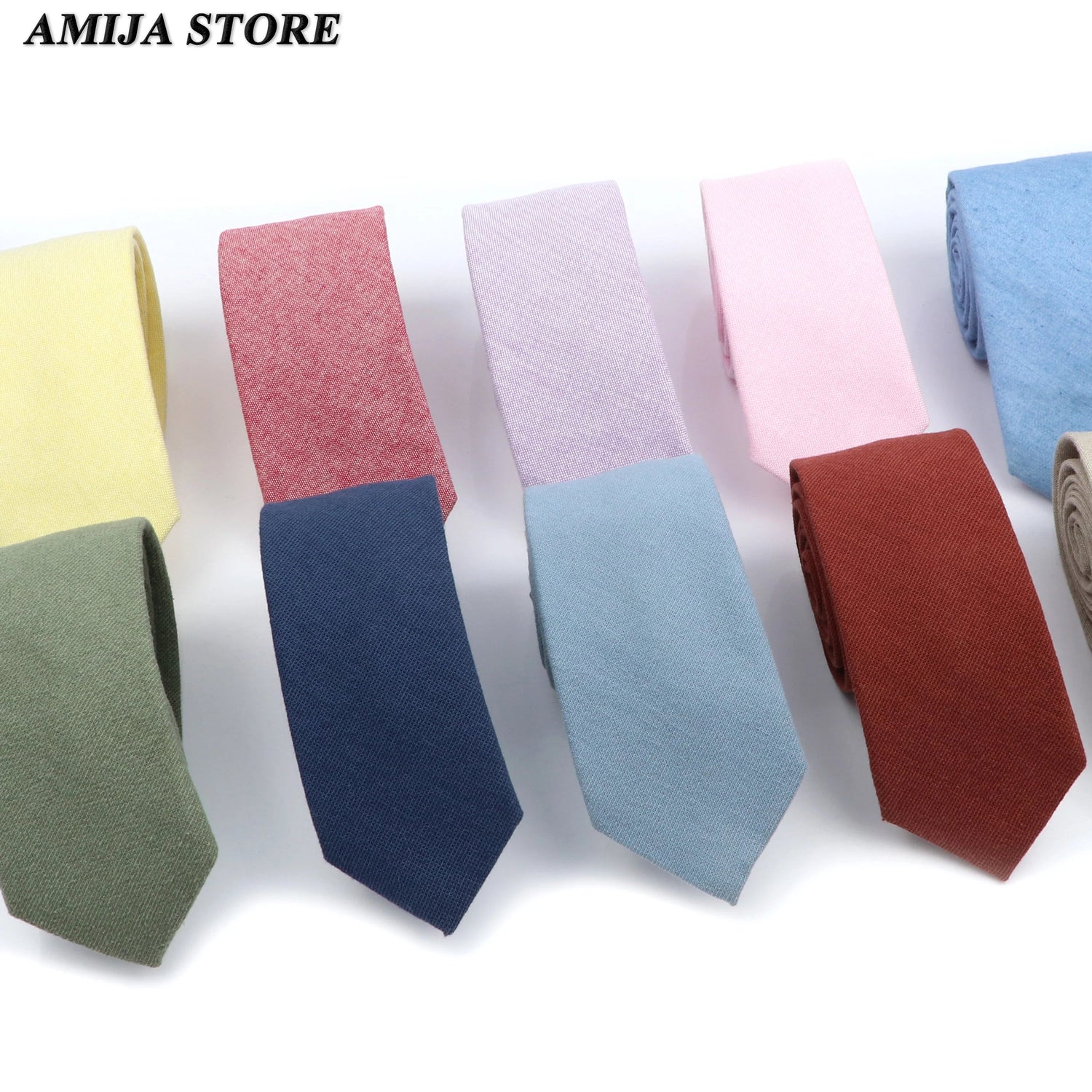 Wed Cotton Tie Solid Color Necktie For Man Woman Blue Pink Yellow Skinny Slim Ties Fashion Wedding Party Gifts Men Accessories Good Vibrations