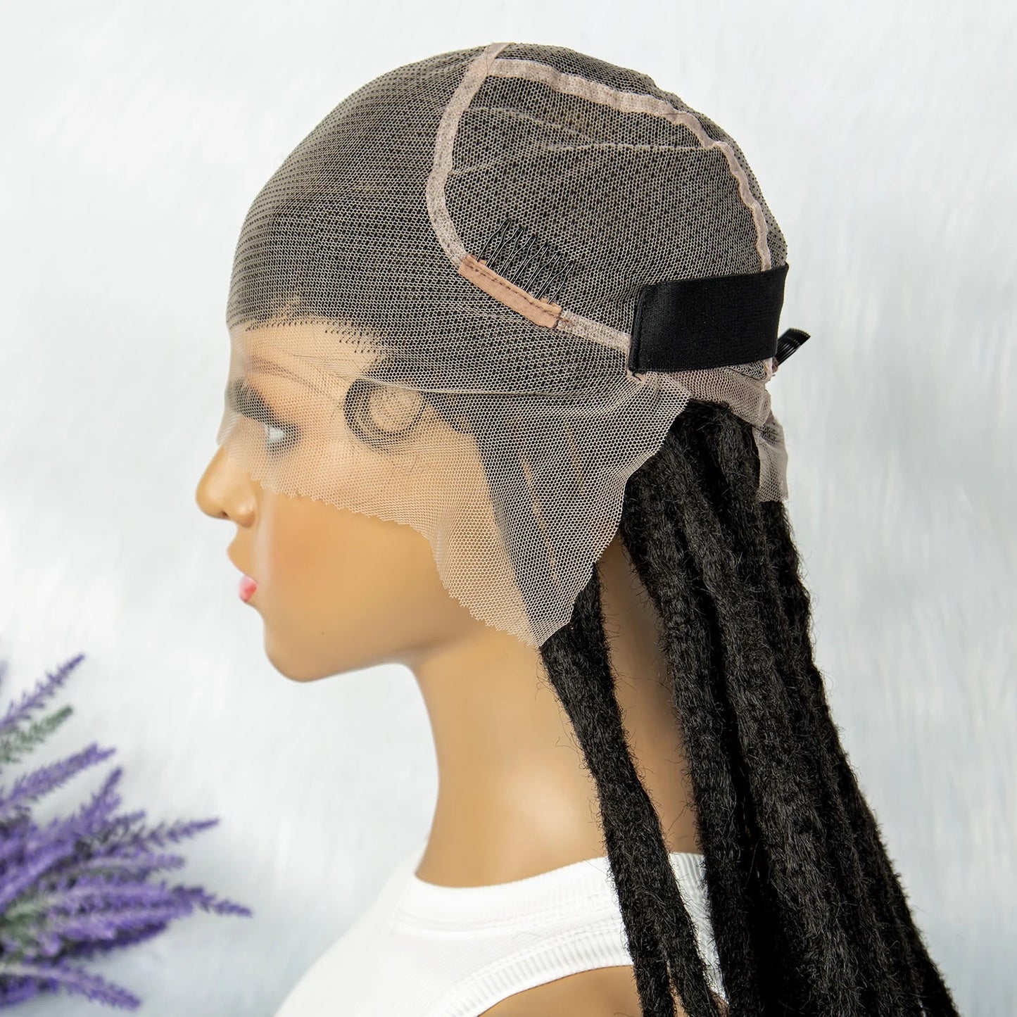 KIMA 60 inches Full Lace Braided Wigs Synthetic Lace Wigs Braided Wigs Crochet Wigs Faus Locs Braided Wigs for Black Women Good Vibrations