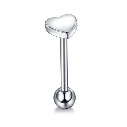 1PC Stainless Steel Heart Shaped Tongue Ring Barbell Tongue Piercing Cute Bar Ear Tragus Studs Labret Piercing Body Jewelry Good Vibrations