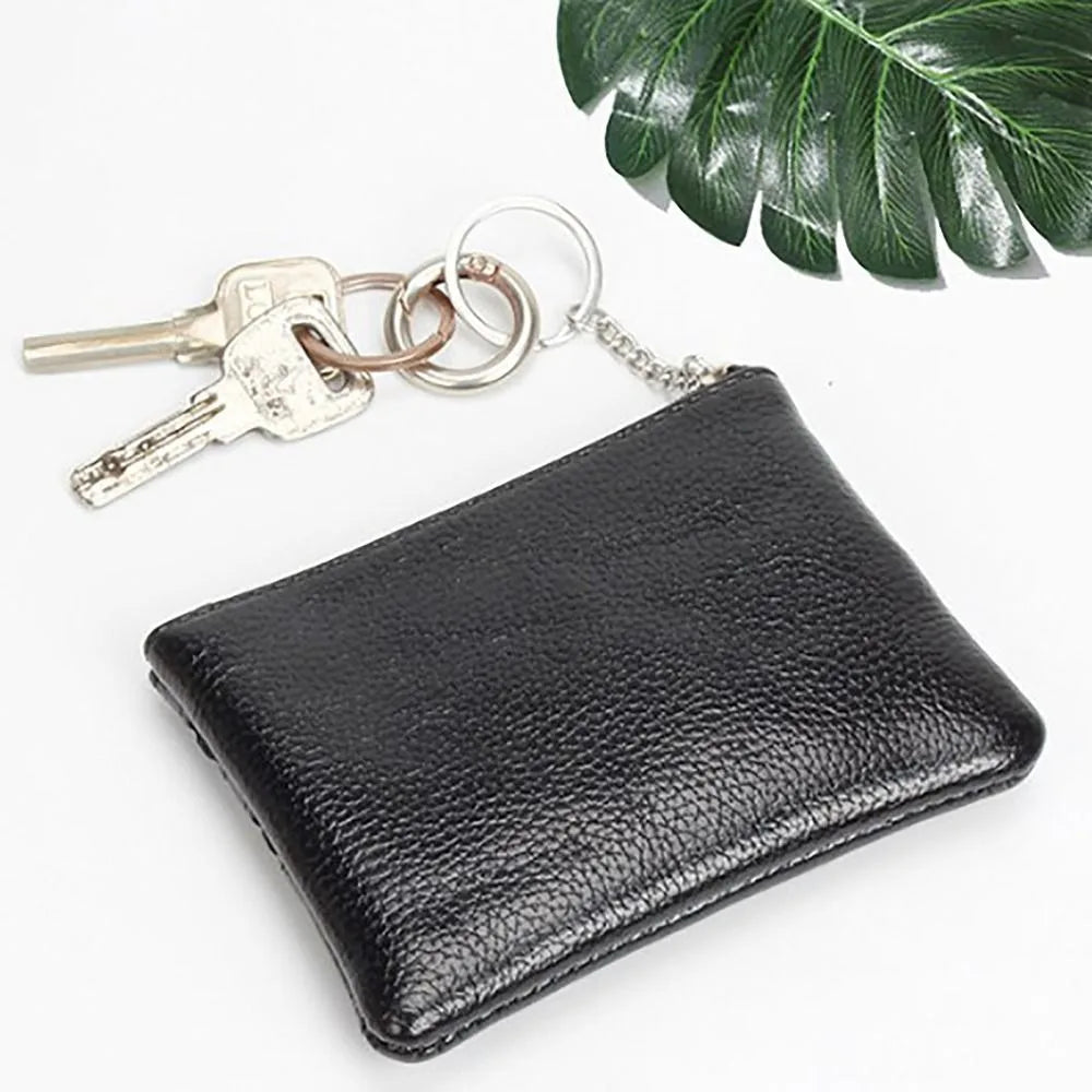 PU Leather Portable Money Coin Purse with Key Ring Waterproof Pocket Purse Zipper Wear-resistant Credit Card Holoder Man Women Good Vibrations