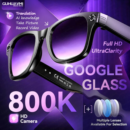 AI Smart Glasses with 8MP Camera Video Recording 100+ Languages Translation Sunglasses Bluetooth Call Music Play Men Women 2025 Good Vibrations