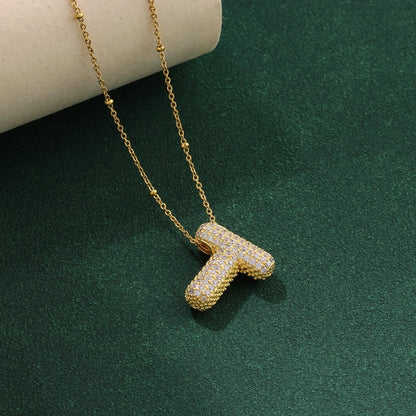 New Luxury Zircon Crystal 26 English Letters Stainless Steel Necklaces For Women Trendy Female Choker Chain Jewelry Wholesale Good Vibrations