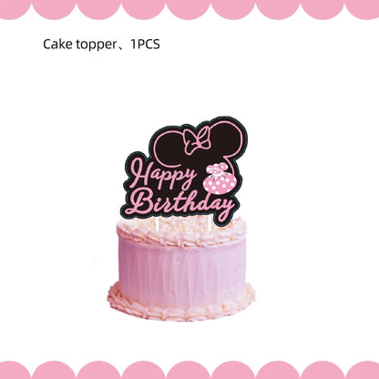 Minnie Mouse Birthday Decoration Disposable Cups Plates Tablecloth Cake Latex Balloon Baby Shower Kids Girls Party Supplies Good Vibrations