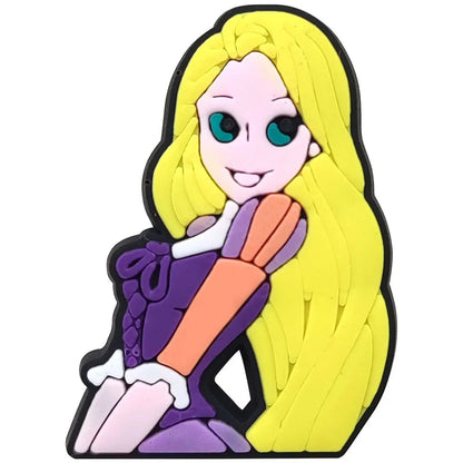 1-17pcs MINISO Hot Toys Princess Seri Series Shoe Charms For Croc Sandals, PVC Shoe Decorations Accessories Christmas Gif Good Vibrations