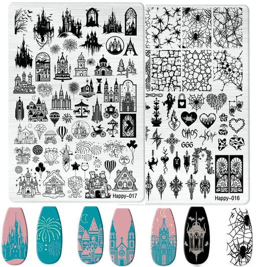 Halloween Series Celebration Nail Stamping Plate Cute Skull Pattern DIY Nail Art Image Stamp Stamper Manicure Template Good Vibrations