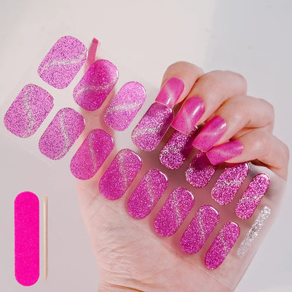 UV Semi-Cured Gel Nail Wraps Stickers Strips French Long Lasting Full Cover LED Gel Semi Cured Nail Sliders For Nail Extension & Good Vibrations