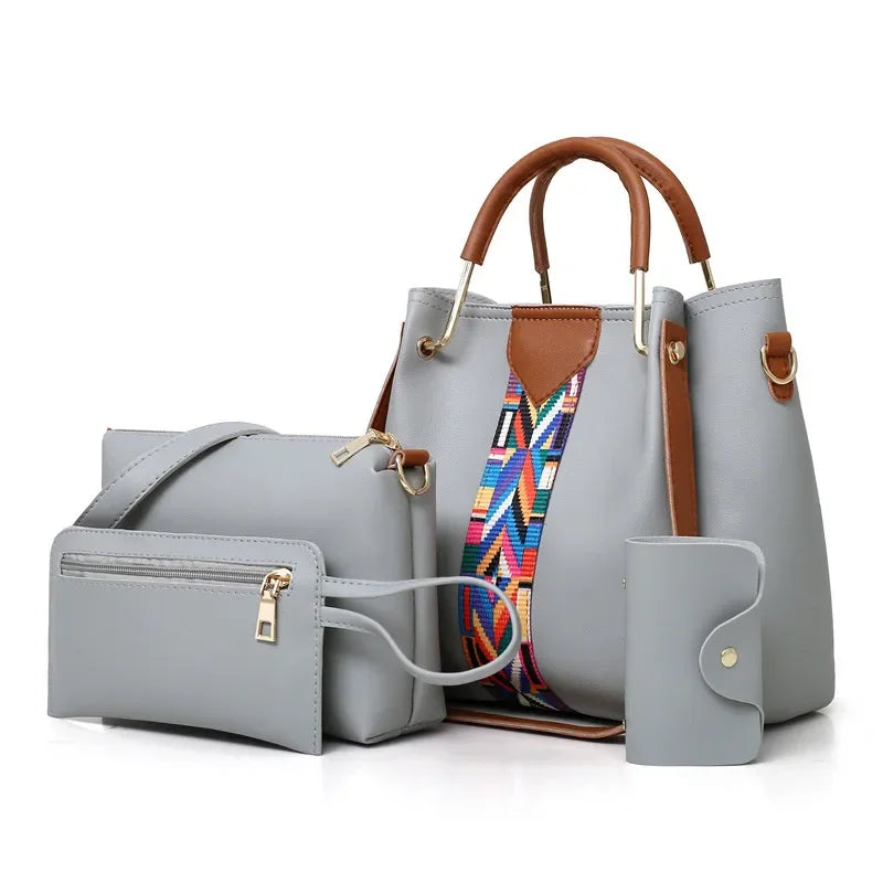 4 Pcs Luxury Handbag Large Capacity Tote Bag Women's Bag Fashion Shoulder Bag,Wallet,Card Case Good Vibrations Adult Super Store