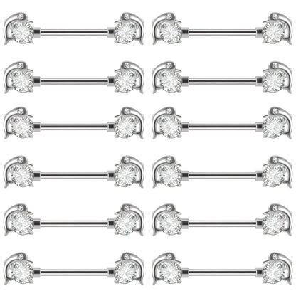 6Pairs/Lot 361L Surgical Steel Nipple Barbell Ring Moon Nipple Ring Scissors Nipple Shield 14G Tongue Piercing Body Jewelry Good Vibrations