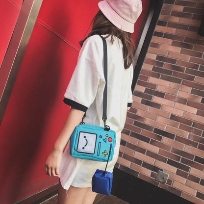 Cartoon Anime Single Shoulder Bags for Women Phone Coin Purse Female Canvas Game Machine Small Shoulder Bag Funny Crossbody Bag Good Vibrations