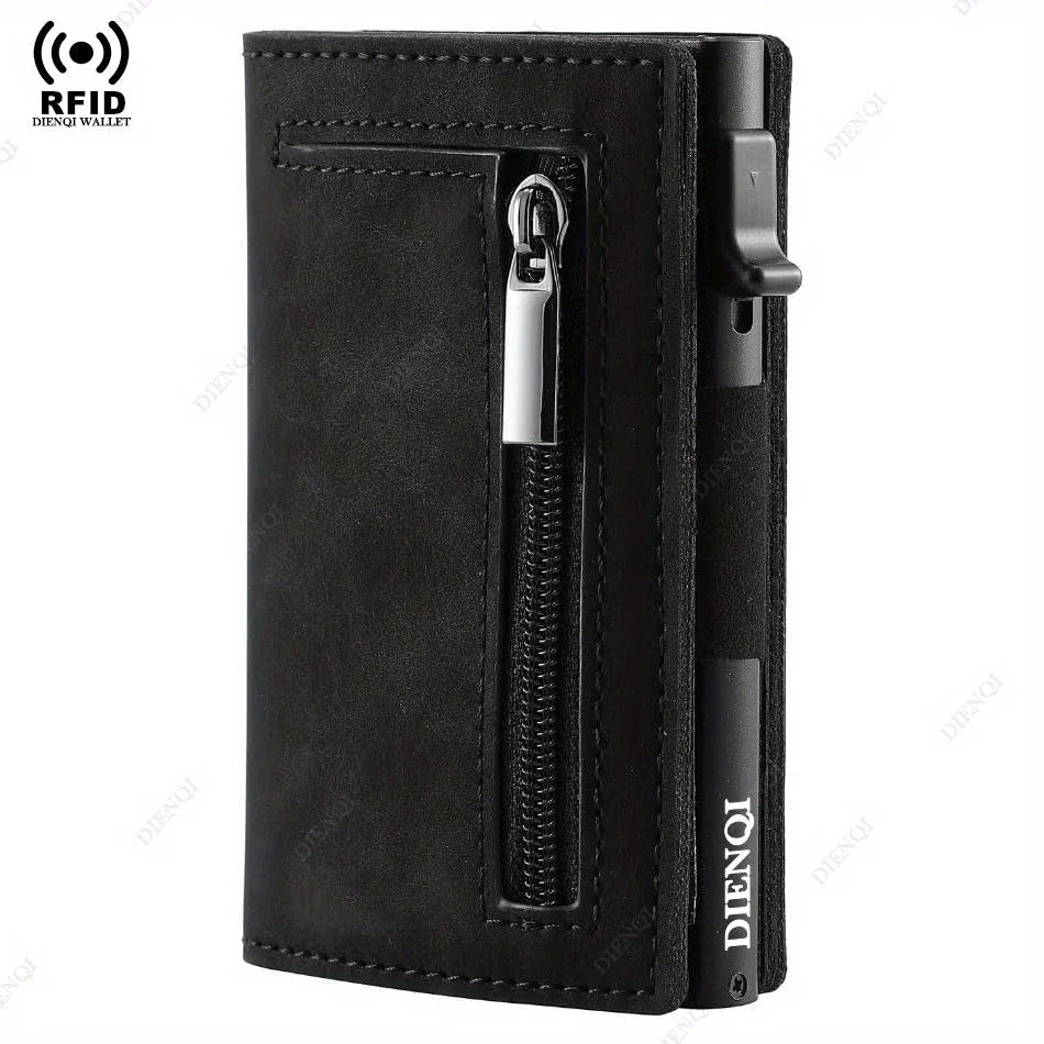 Magnetic Credit Card Holder Luxury Men Wallet Rfid Blocking Pop Up Minimalist Wallet Leather Bank Cardholder Case Vallet for Men Good Vibrations