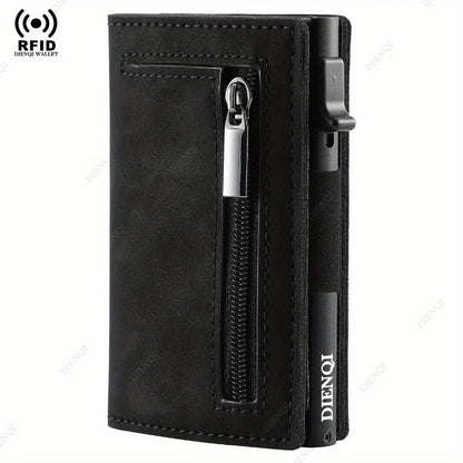 Magnetic Credit Card Holder Luxury Men Wallet Rfid Blocking Pop Up Minimalist Wallet Leather Bank Cardholder Case Vallet for Men Good Vibrations