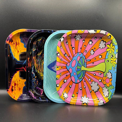 Rolling Tray Smoking Grinder Accessories Cigar Hand Roll Tinplate Tray Ashtray Home Party Gifts for Men Women Good Vibrations Adult Super Store