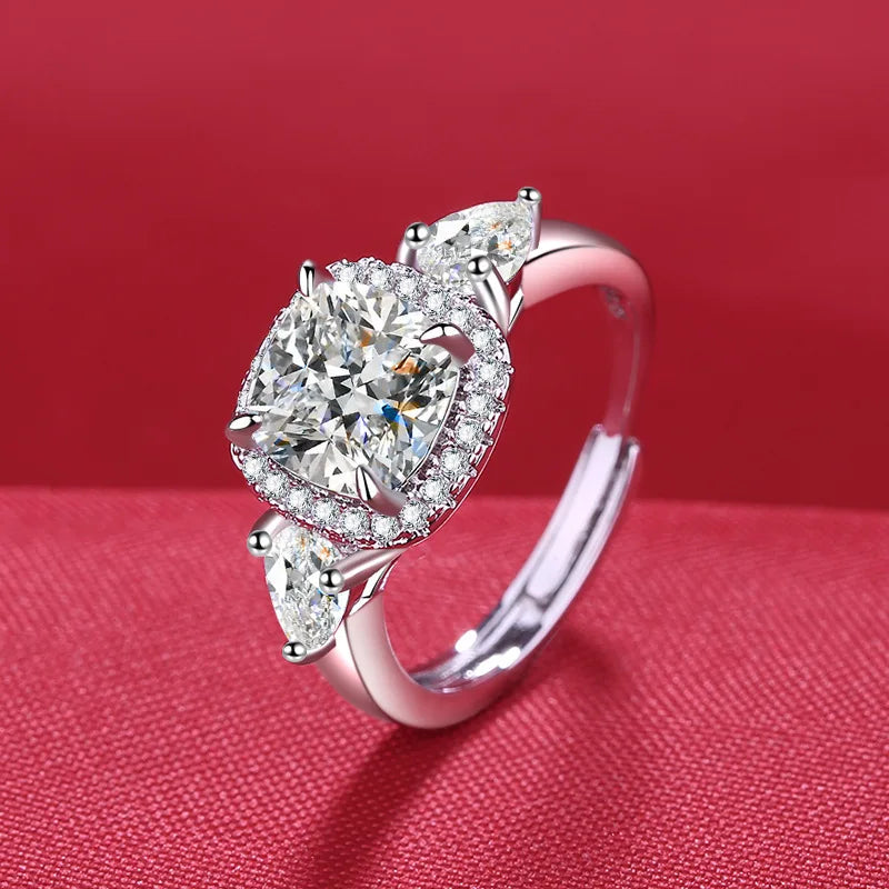 925 Sterling Silver Ring Hot AAA Zircon adjustable Size Engagement Rings For Women Wedding Ring Party Fashion Nice Jewelry Gift Good Vibrations