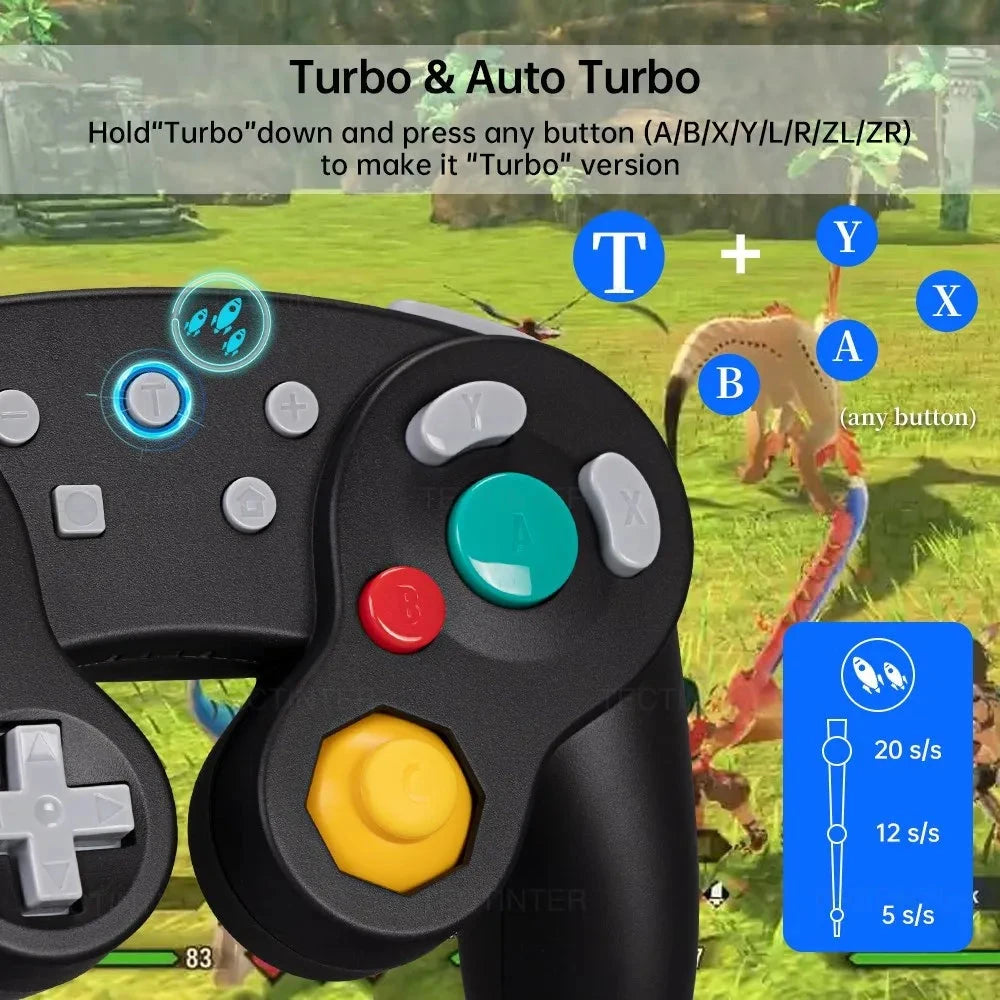 Bluetooth-Compatible Gamecube Controller For NS Switch 2/Switch Console Gamepad For Steam/Andriod/PC Joystick with Turbo Functio Good Vibrations