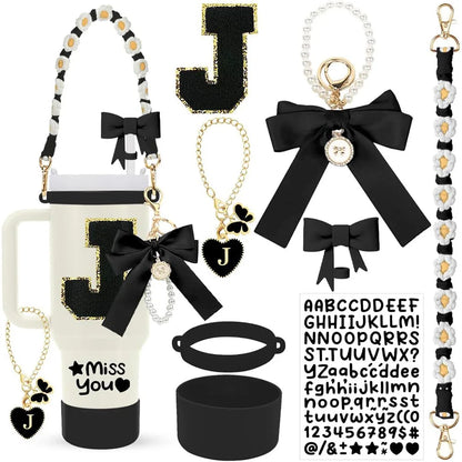 8Pcs Cup Accessories Including Straw Topper,Silicone Prorective Boot,Cup Charm,Stickers and Handle Strap for 40oz Tumbler Cup Good Vibrations