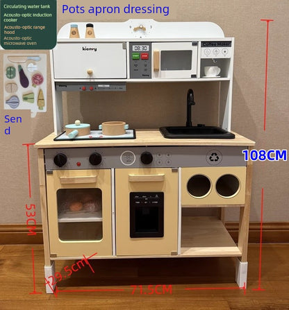 Kids Play House Refrigerator Wooden Children's Early Education Baby Girl Smart Water Wooden Kitchen Toys Suit Good Vibrations