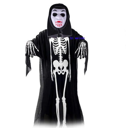 scary halloween costumes adults fantasia cosplay masque LED scream ghost horror mask children black skeleton costume suit Good Vibrations