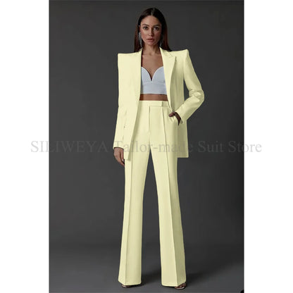 Vintage Women Wedding Suits Set 2 Pcs Blazer+Pants Formal Pantsuit Business Office Slim Fit  Peaky Blinders Takım Elbise Good Vibrations