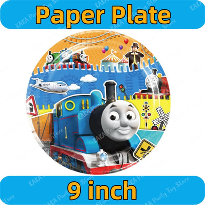 Thomas Birthday Decorations Cartoon Train Balloons Paper Tableware Stickers Backdrop For Kids Boy Girl Party Supplies Toy Gifts Good Vibrations