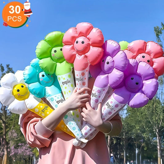 30 Handheld Balloons, Birthday Gift Balloons, Halloween & Christmas Decorations, Daisy Face Design, Kids Party Supplies Good Vibrations