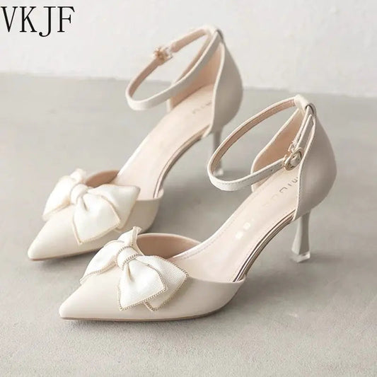 Medium Heel Heels Women's Shoes Trend Pointed Toe Butterfly Stilettos Elegant Dress Weddings Bridal Party White Designer Good Vibrations