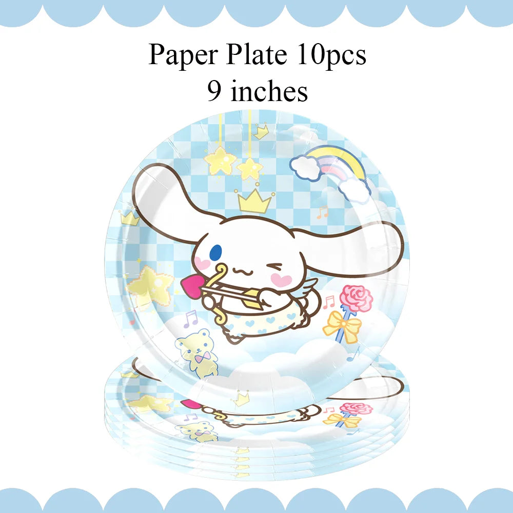 Cartoon Cinnamon Dog Birthday Decoration Mascot Disposable Tableware Plate Tablecloh Cup Baby Shower Girls Party Supplies Good Vibrations