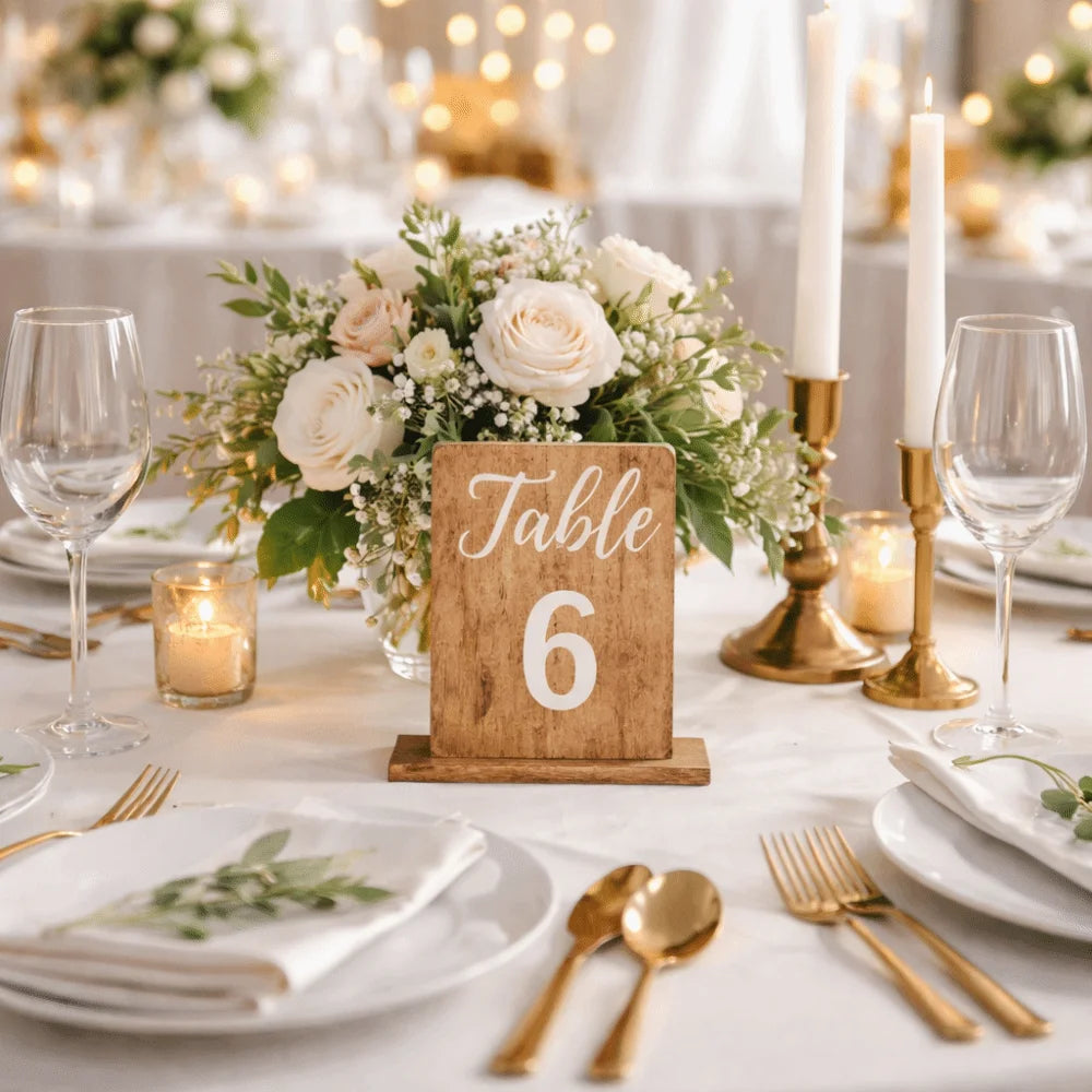 Seat Numbers Double-Sided Wedding Table Numbers Numbers 1-20 Vintage Wooden Table Markers Durable Texture Number Cards Party Good Vibrations