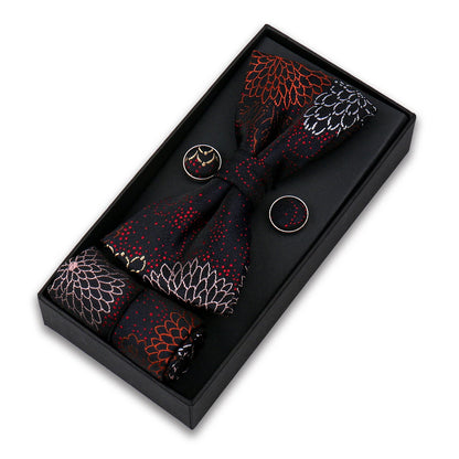 Bowtie For Men Set Gift Box Business Gift Fashion Bow Tie Pocket Square Cufflinks Set Bowtie 3pcs For Wedding Hanky Cravata Neck
