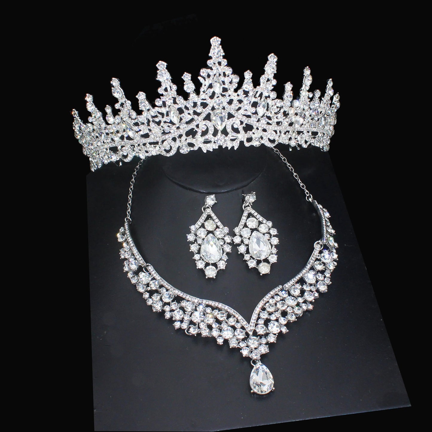Luxury Crystal Wedding Bridal Jewelry Sets Women/Girl Gold Color Tiara/Crown Earrings Choker Necklace Bride Jewelry Set Good Vibrations Adult Super Store