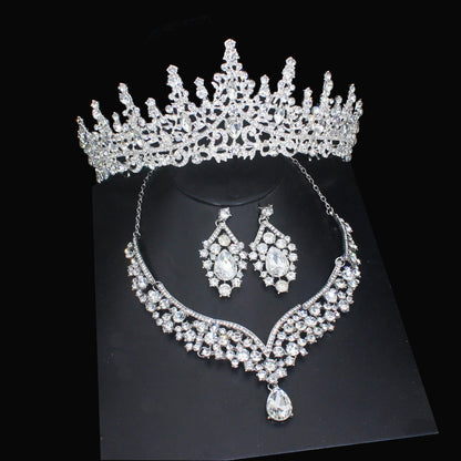 Luxury Crystal Wedding Bridal Jewelry Sets Women/Girl Gold Color Tiara/Crown Earrings Choker Necklace Bride Jewelry Set Good Vibrations Adult Super Store
