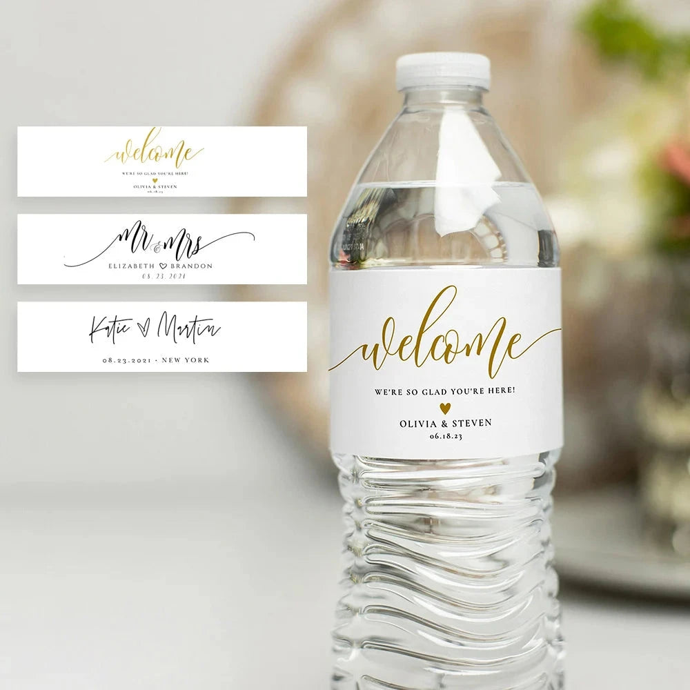 Personalized Wedding Water Bottle Label Birthday Party Thank You Water Bottle Sticker Bridal Shower Welcome Gift Wedding Decor Good Vibrations