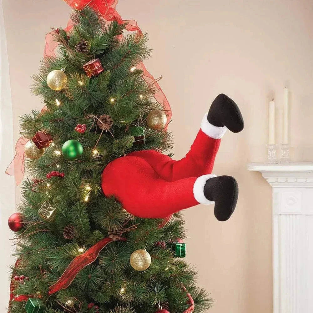 Christmas Elf/Santa Legs Christmas Tree Decoration Stuffed Leg Stuck Xmas Tree Topper for Tree Ornaments Party Decorations Good Vibrations