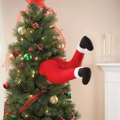 Christmas Elf/Santa Legs Christmas Tree Decoration Stuffed Leg Stuck Xmas Tree Topper for Tree Ornaments Party Decorations Good Vibrations